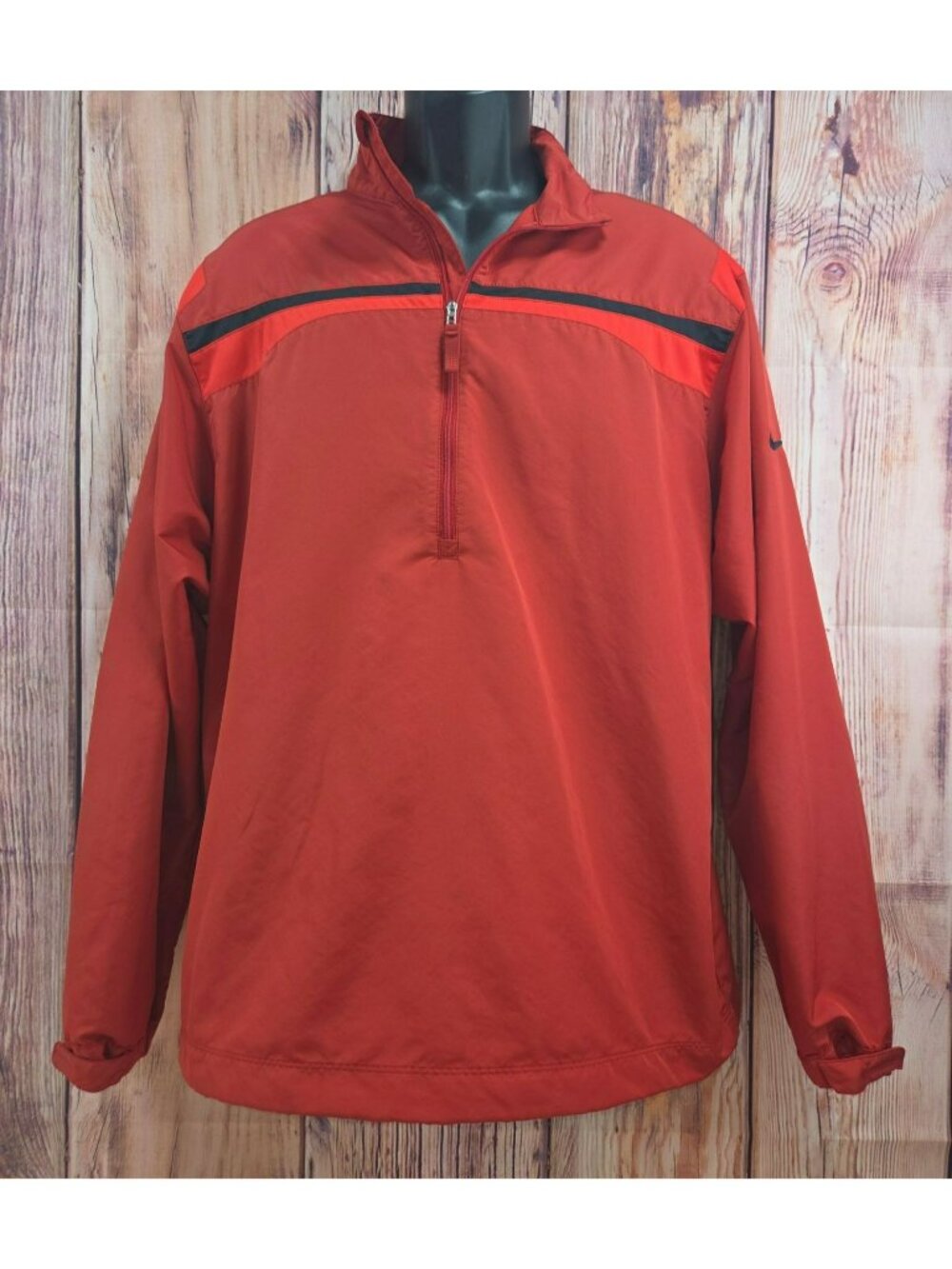 Nike Golf Mens Red Long Sleeve Windbreaker Half-Zip Jacket Large